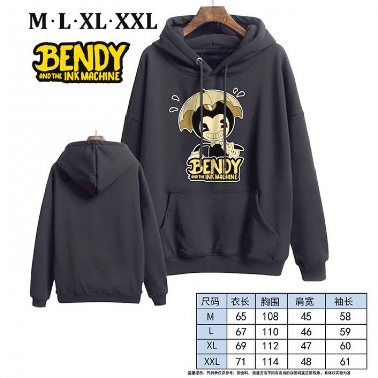 Bendy-10 Black Printed hooded and velvet padded sweater M L XL XXL