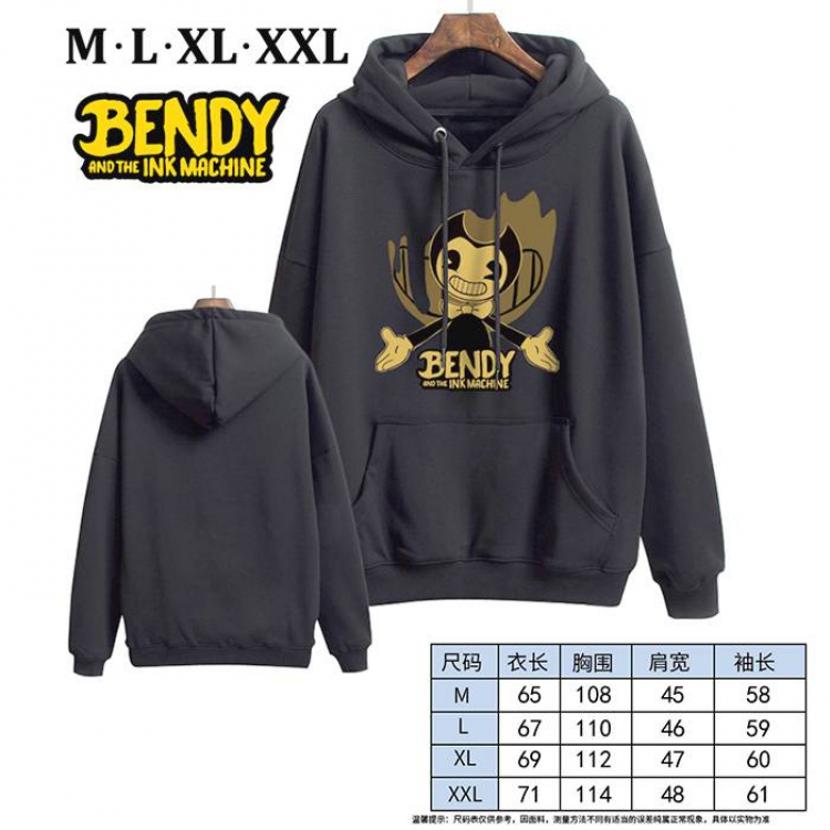 Bendy-14 Black Printed hooded and velvet padded sweater M L XL XXL