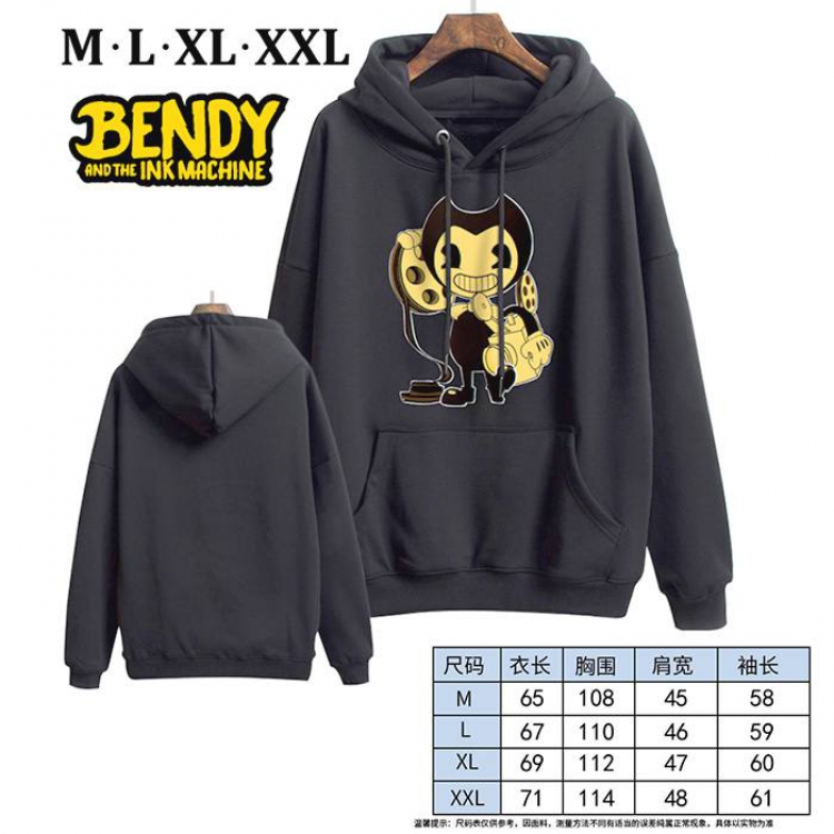 Bendy-3 Black Printed hooded and velvet padded sweater M L XL XXL