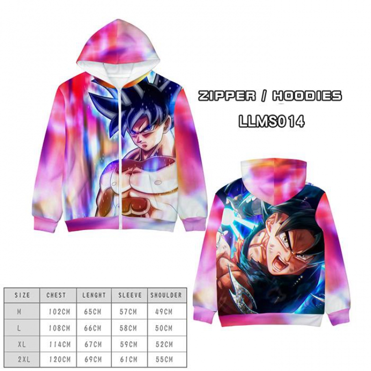 Dragon Ball Anime full color zipper hooded sweater M L XL 2XL-LLMS014