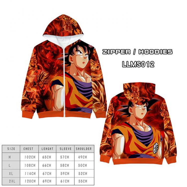 Dragon Ball Anime full color zipper hooded sweater M L XL 2XL-LLMS012