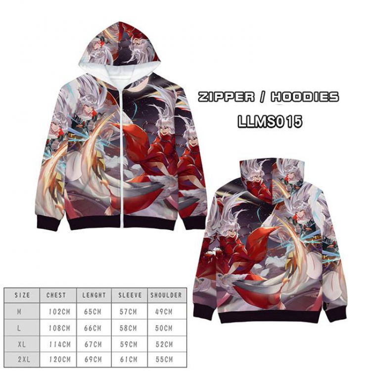 Inuyasha Anime full color zipper hooded sweater M L XL 2XL-LLMS015