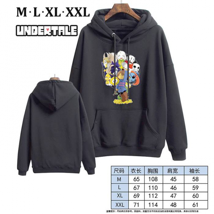 Undertale-1 Black Printed hooded and velvet padded sweater M L XL XXL