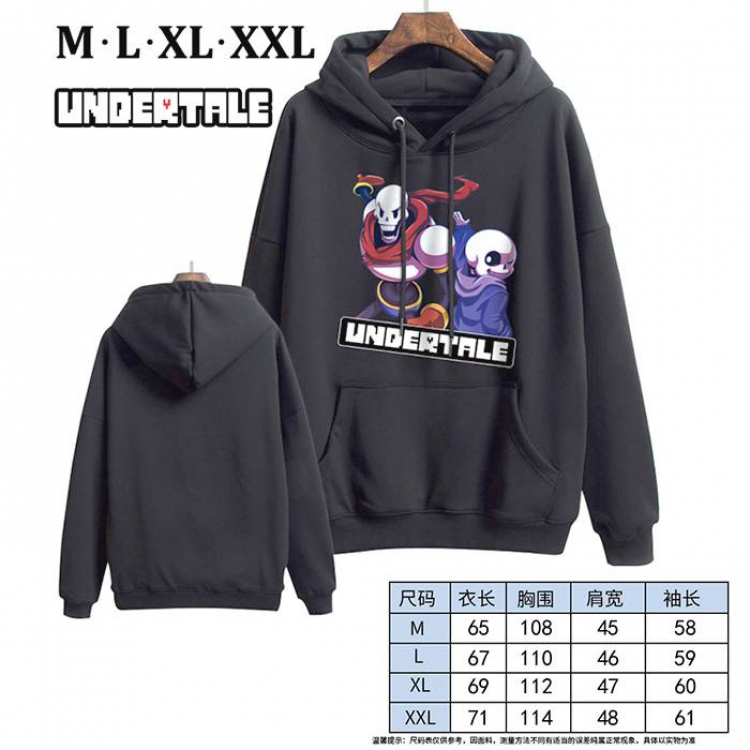 Undertale-10 Black Printed hooded and velvet padded sweater M L XL XXL