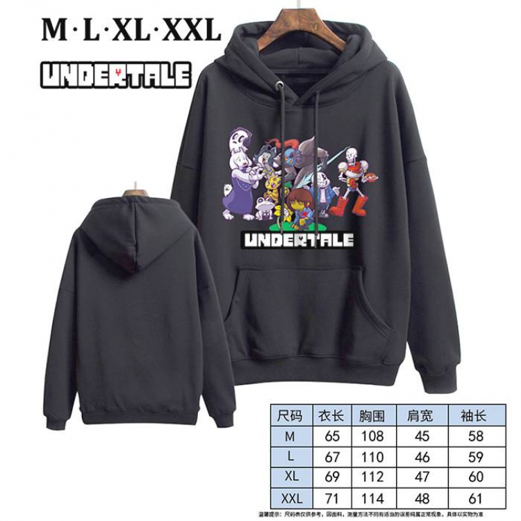 Undertale-4 Black Printed hooded and velvet padded sweater M L XL XXL