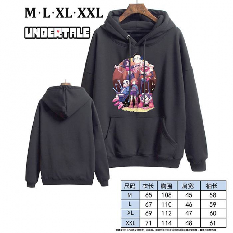 Undertale-8 Black Printed hooded and velvet padded sweater M L XL XXL