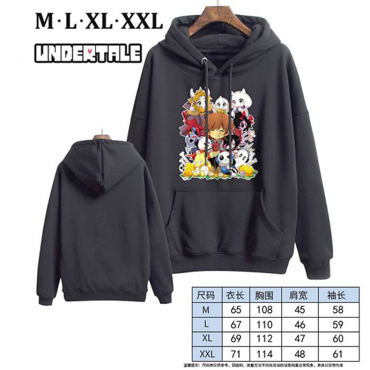 Undertale-6 Black Printed hooded and velvet padded sweater M L XL XXL