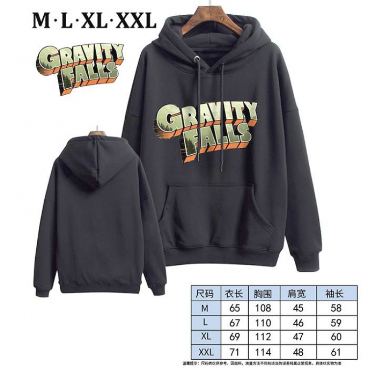 Gravity Falls-2 Black Printed hooded and velvet padded sweater M L XL XXL