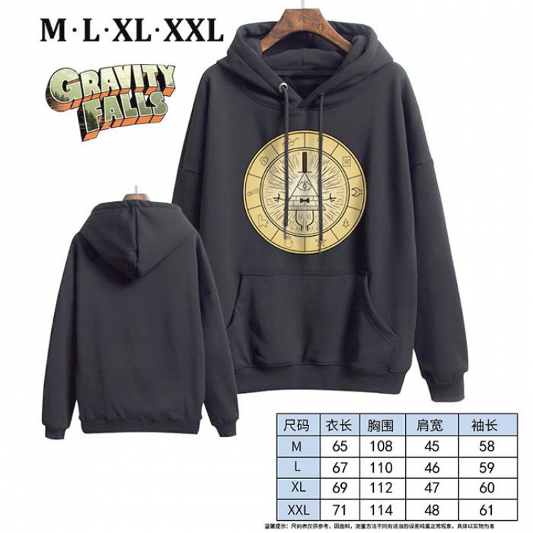 Gravity Falls-1 Black Printed hooded and velvet padded sweater M L XL XXL