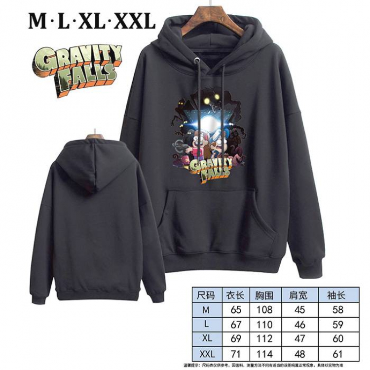 Gravity Falls-3 Black Printed hooded and velvet padded sweater M L XL XXL