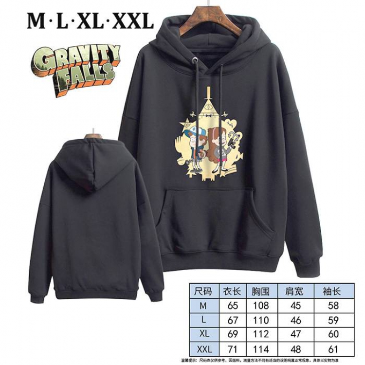 Gravity Falls-7 Black Printed hooded and velvet padded sweater M L XL XXL