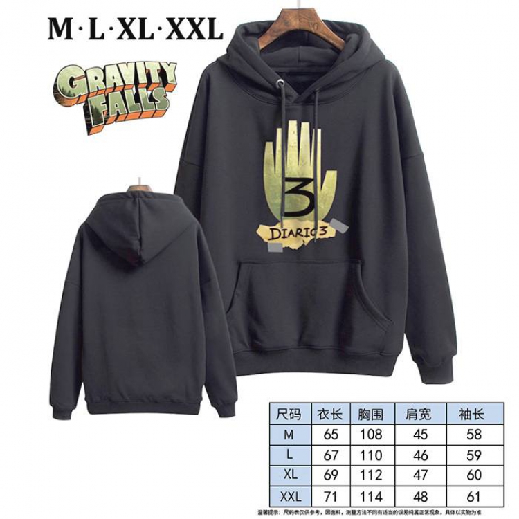 Gravity Falls-8 Black Printed hooded and velvet padded sweater M L XL XXL