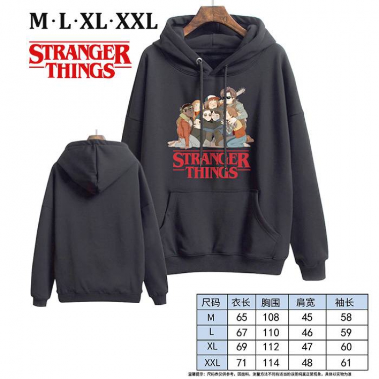 Stranger Things-9 Black Printed hooded and velvet padded sweater M L XL XXL