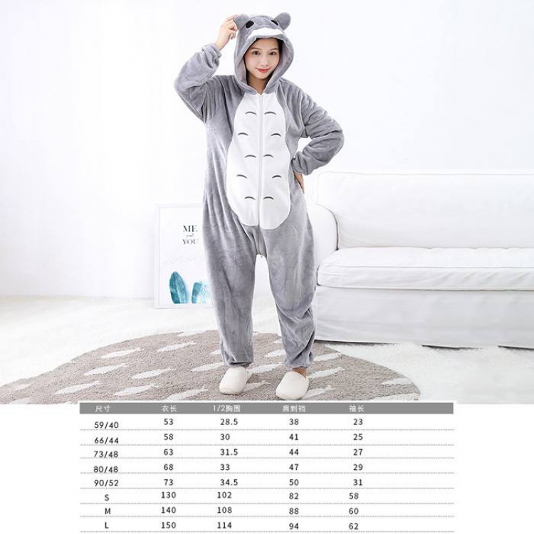Cartoon Totoro Flannel zipper one-piece pajamas S M L Book three days in advance price for 2 pcs