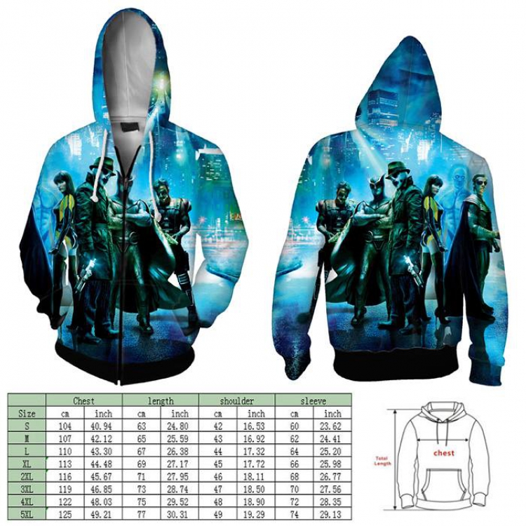Watchmen Full color hooded zipper sweater coat 2XS XS S M L XL 2XL 3XL 4XL price for 2 pcs preorder 3 days Style E