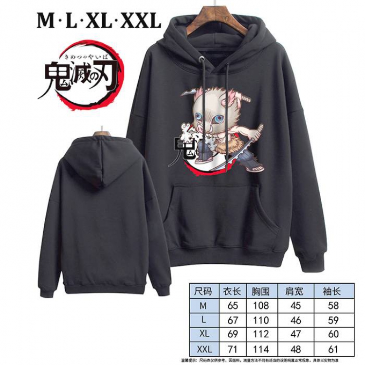 Demon Slayer Kimets-12 Black Printed hooded and velvet padded sweater M L XL XXL