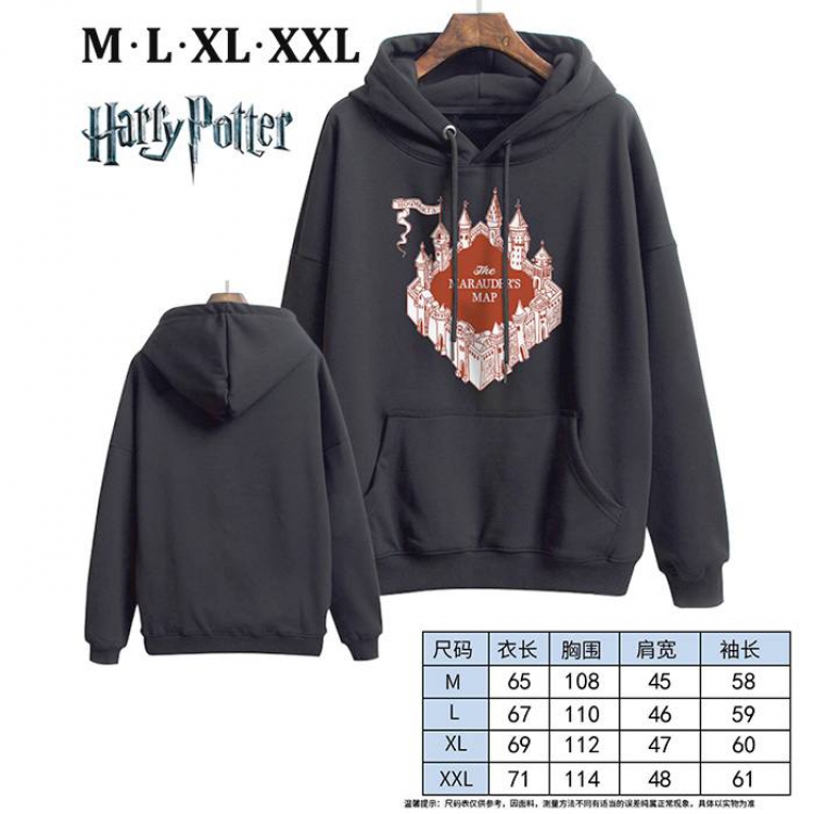 Harry Potter-1 Black Printed hooded and velvet padded sweater M L XL XXL