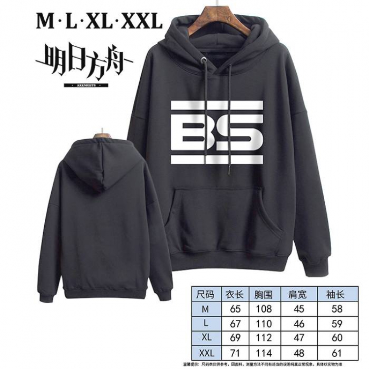 Arknights-2 Black Printed hooded and velvet padded sweater M L XL XXL