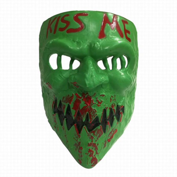 The Purge: Election Year Navy Green Kiss Me Cos Halloween Horror Funny Mask Props 60G 22.5X16.5CM a set price for 5 pcs