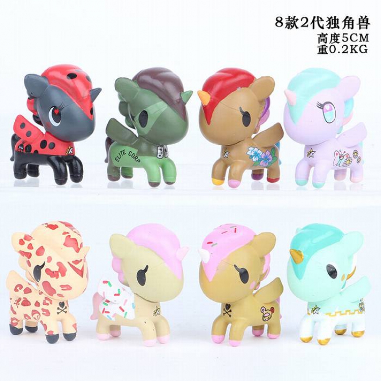 Unicorn a set of eight Bagged Figure Decoration Model 5CM 0.2KG