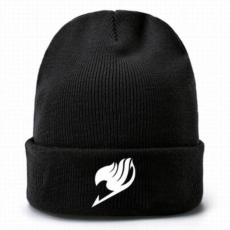 Fairy Tail-2 Black Thicken Knitting Hat Head circumference (bouncy）