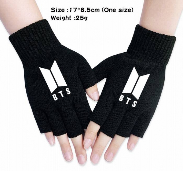 BTS-10A Black knitted half finger gloves