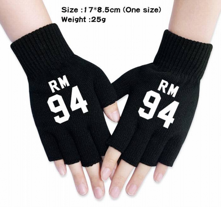 BTS-16A Black knitted half finger gloves