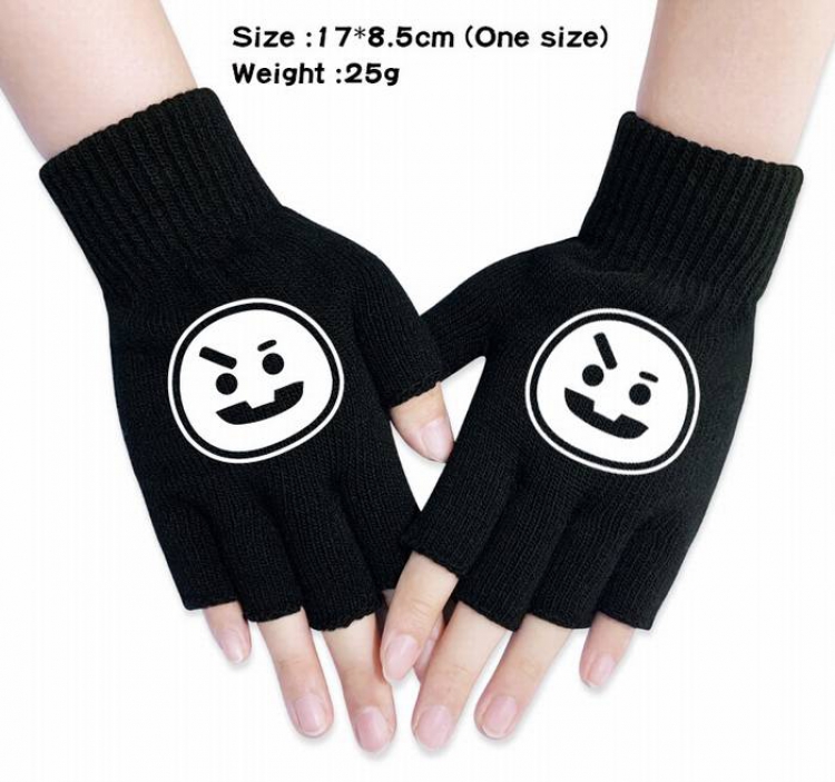 BTS-22A Black knitted half finger gloves