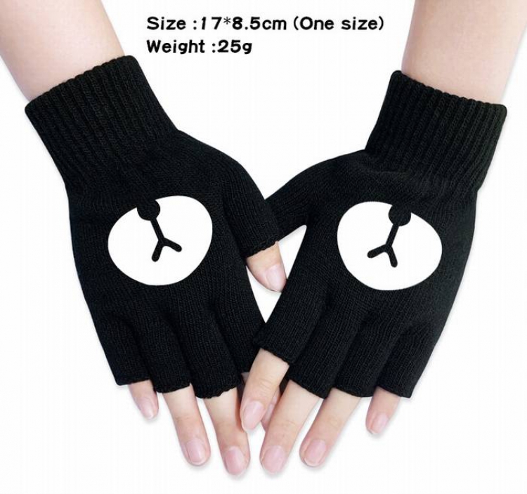 BTS-28A Black knitted half finger gloves