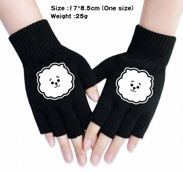 BTS-26A Black knitted half finger gloves