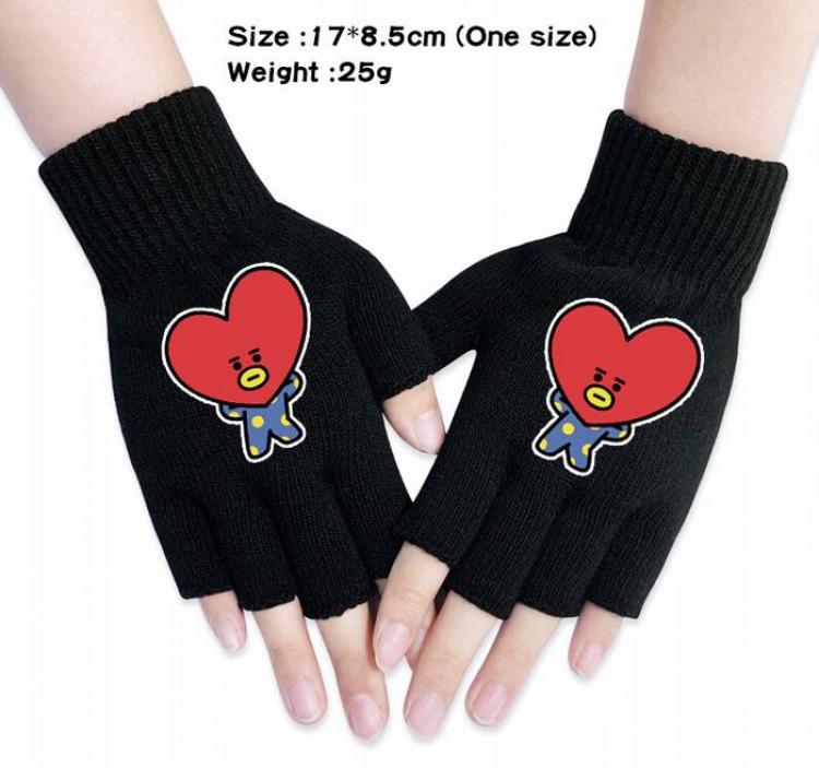 BTS-2A Black knitted half finger gloves