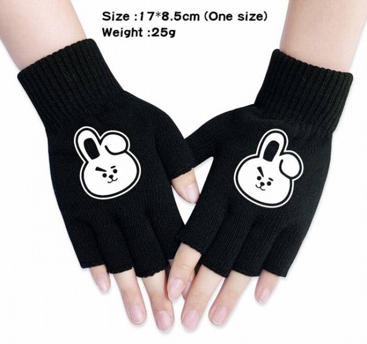 BTS-31A Black knitted half finger gloves