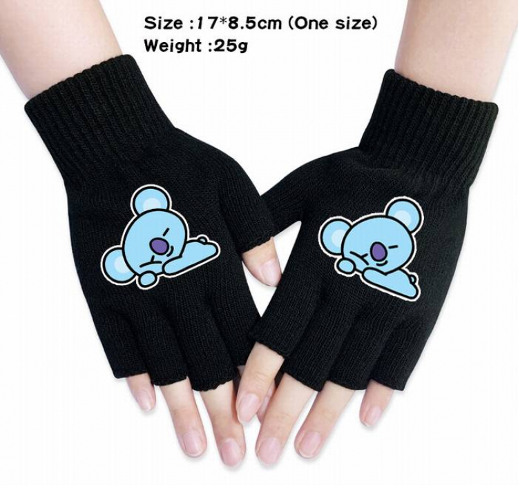 BTS-5A Black knitted half finger gloves