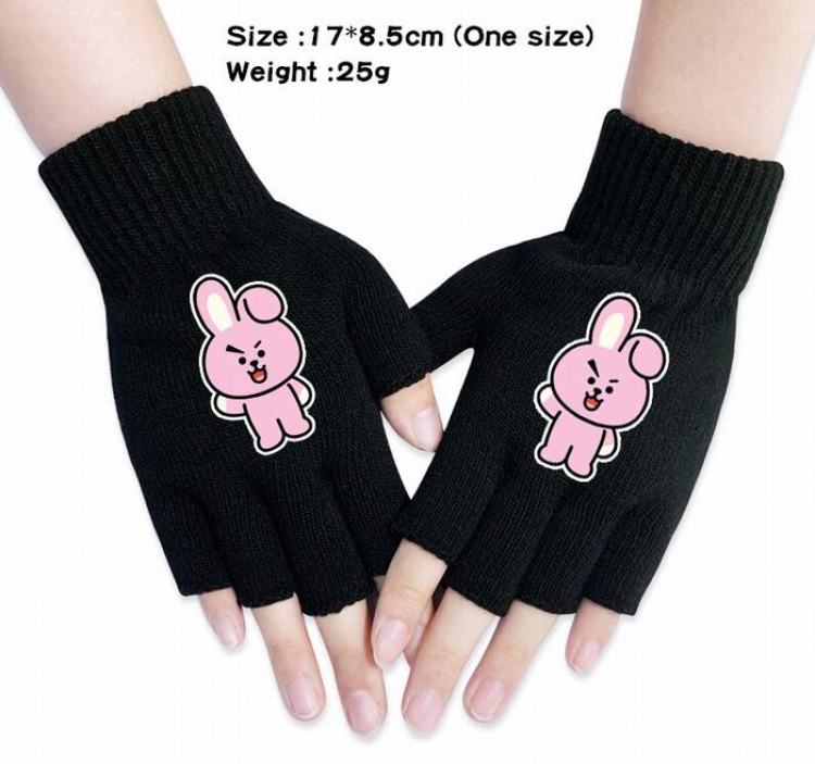 BTS-8A Black knitted half finger gloves