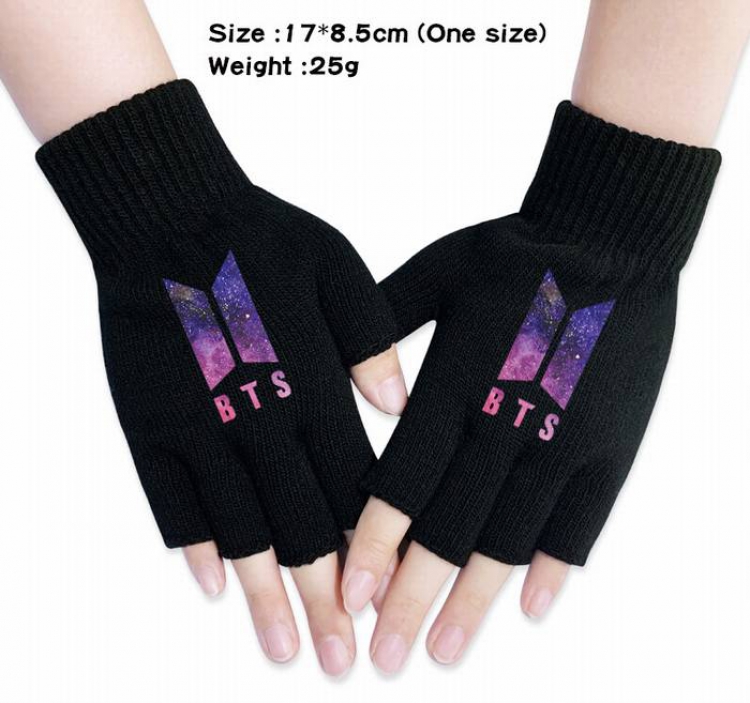 BTS-9A Black knitted half finger gloves