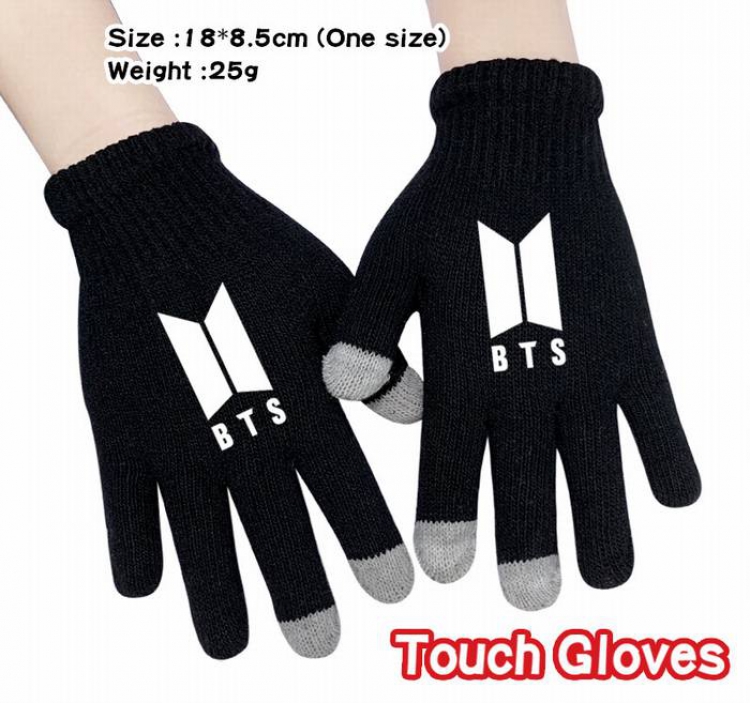 BTS-10A Black Anime knit full finger touch screen gloves