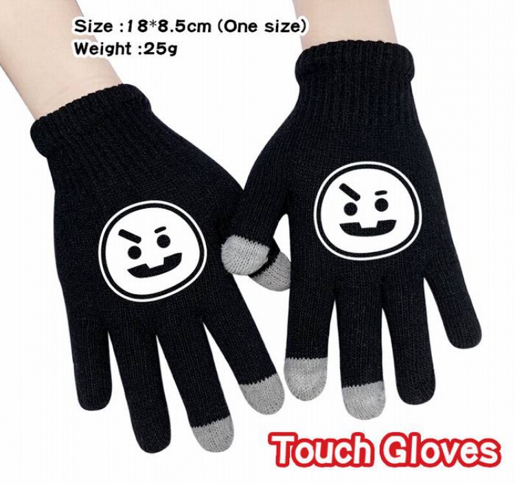 BTS-22A Black Anime knit full finger touch screen gloves