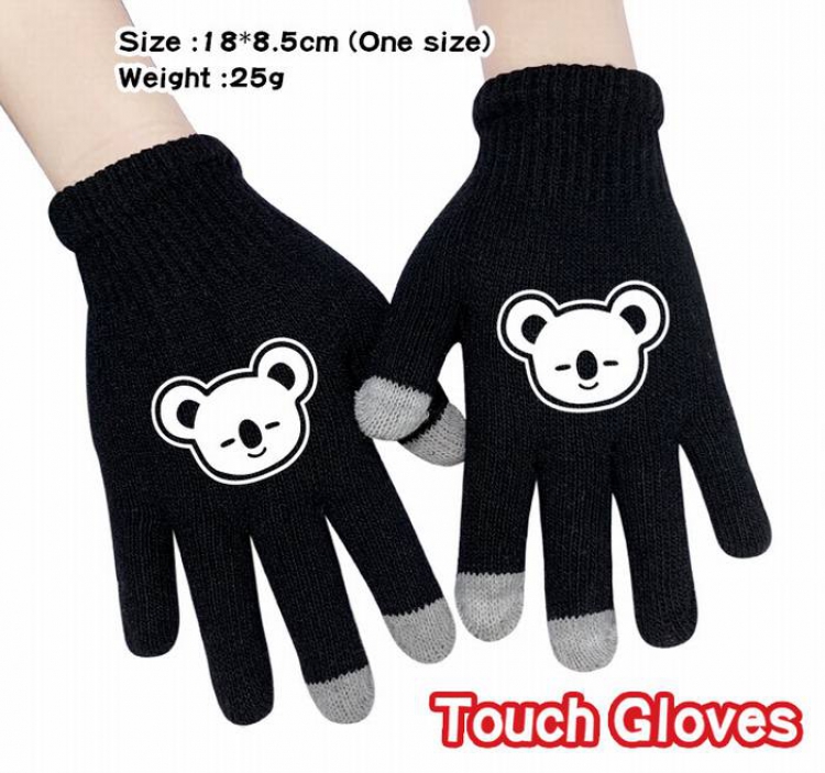 BTS-30A Black Anime knit full finger touch screen gloves