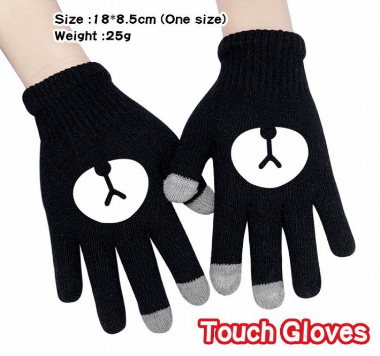 BTS-28A Black Anime knit full finger touch screen gloves