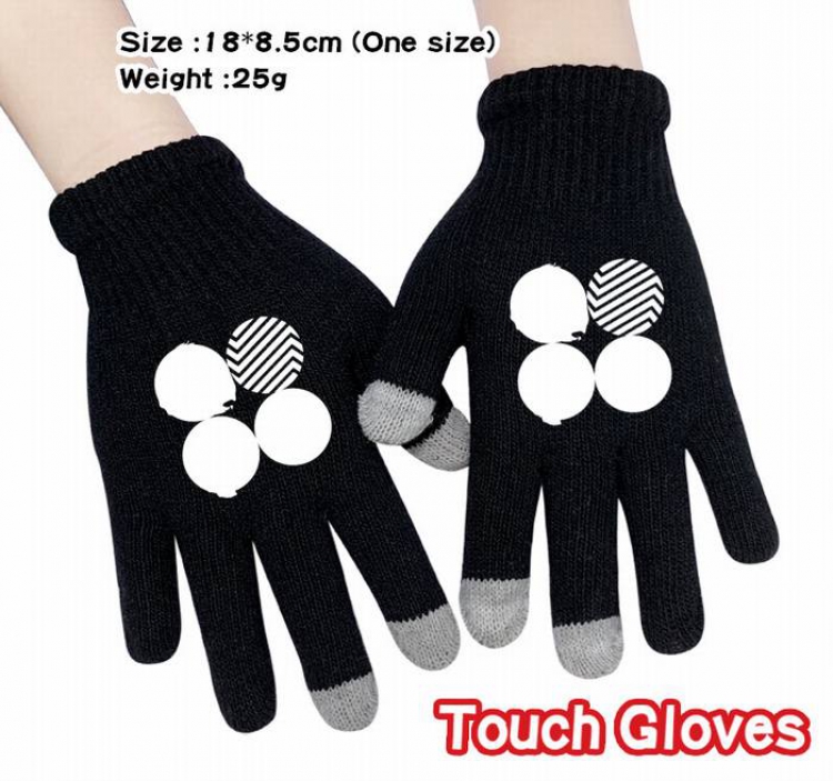 BTS-29A Black Anime knit full finger touch screen gloves