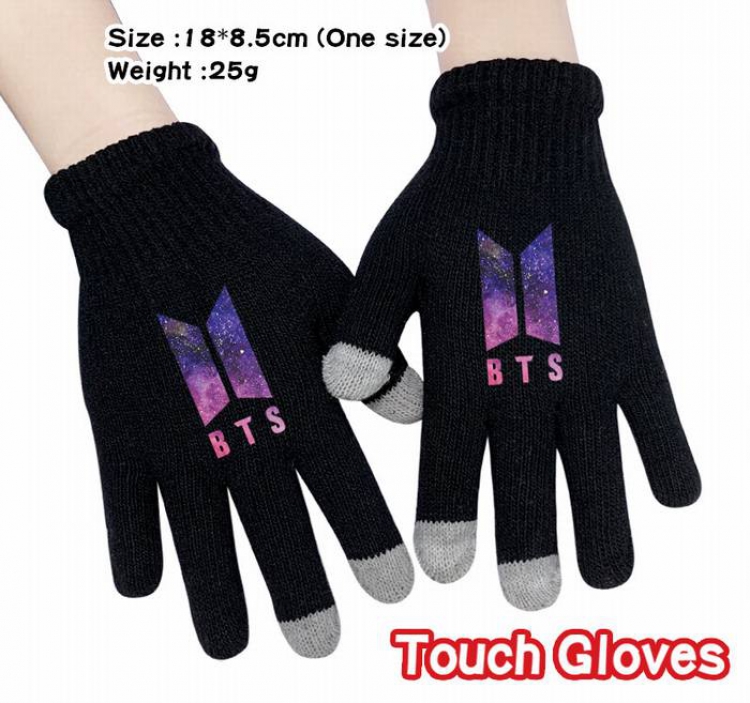 BTS-9A Black Anime knit full finger touch screen gloves