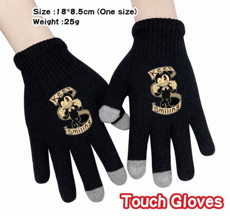 Bendy-6A Black Anime knit full finger touch screen gloves