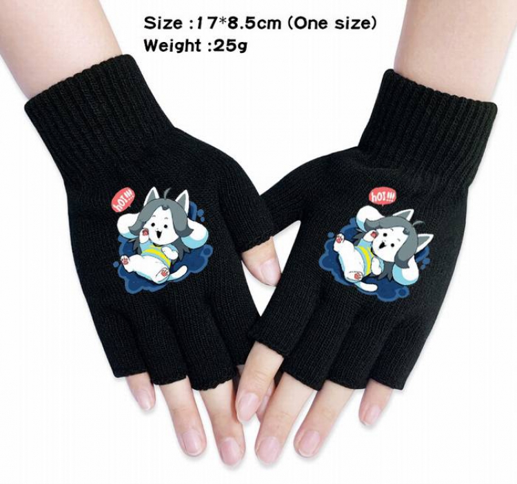 Undertale-10A Black Anime knitted half finger gloves