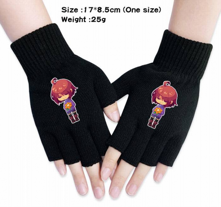 Undertale-11A Black Anime knitted half finger gloves