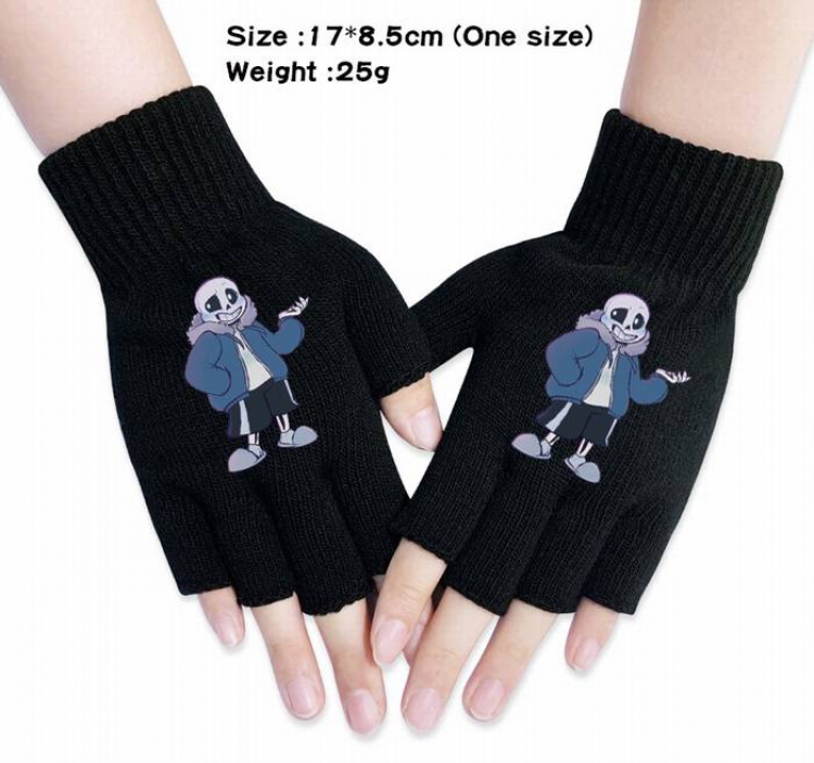 Undertale-1A Black Anime knitted half finger gloves