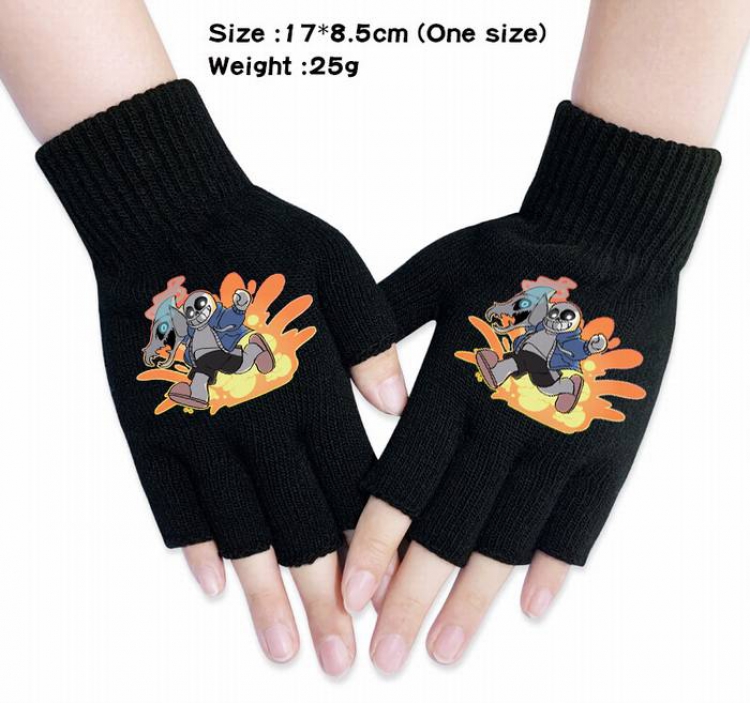 Undertale-5A Black Anime knitted half finger gloves