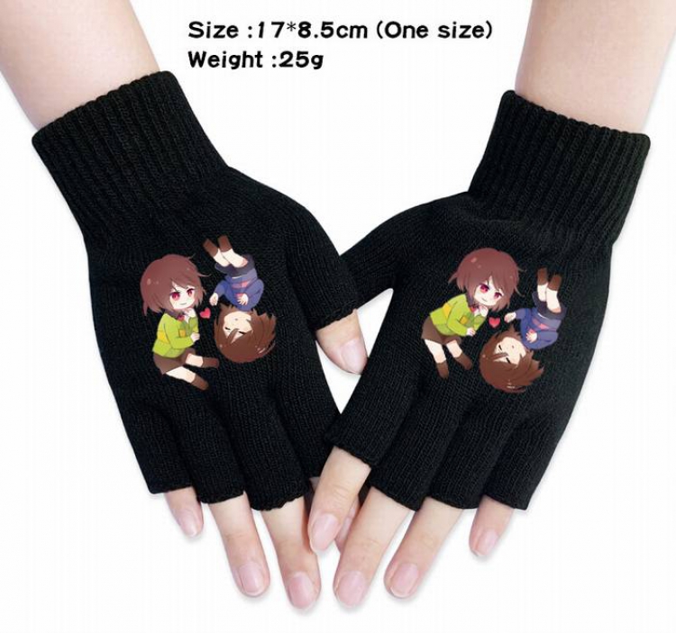 Undertale-8A Black Anime knitted half finger gloves
