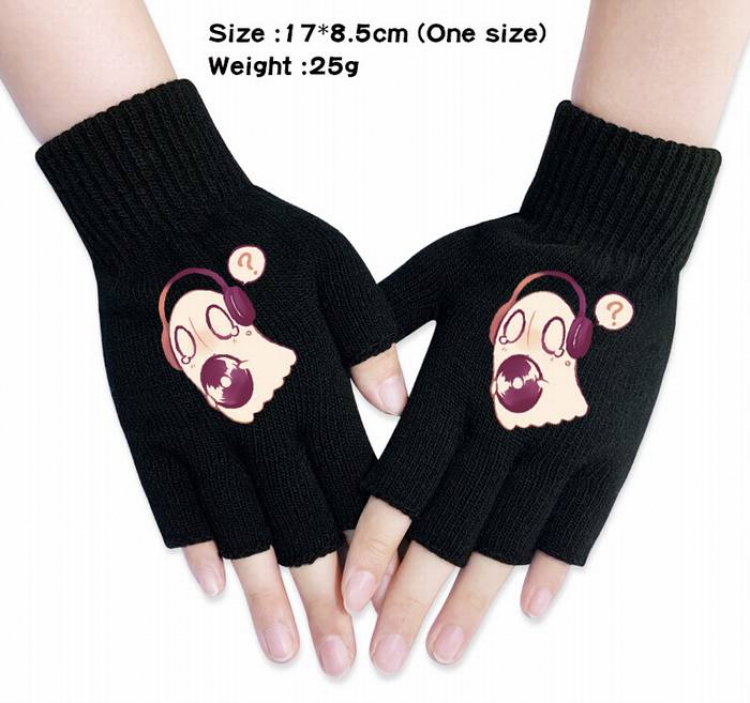 Undertale-9A Black Anime knitted half finger gloves