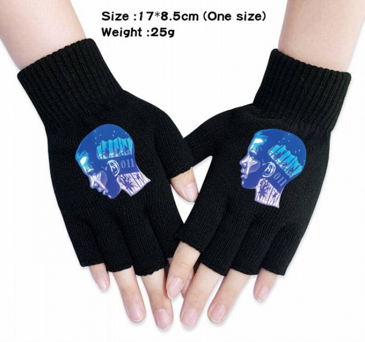 Stranger Things-3A Black Anime knitted half finger gloves
