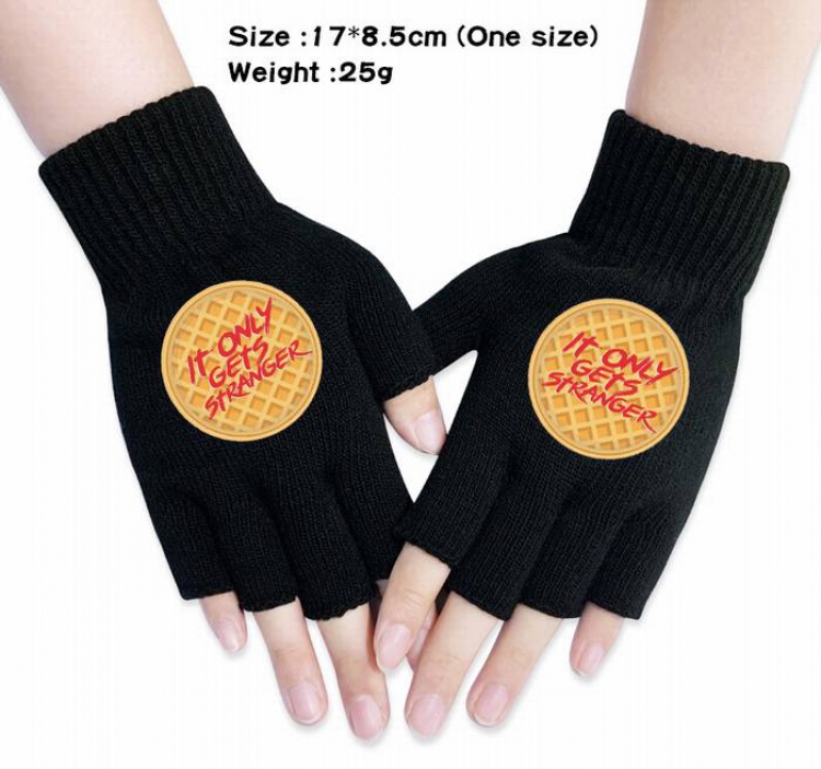 Stranger Things-4A Black Anime knitted half finger gloves